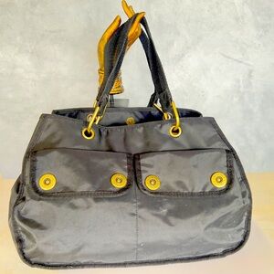 Black Gap Nylon 3 Compartment Bag With Orange Lining EUC